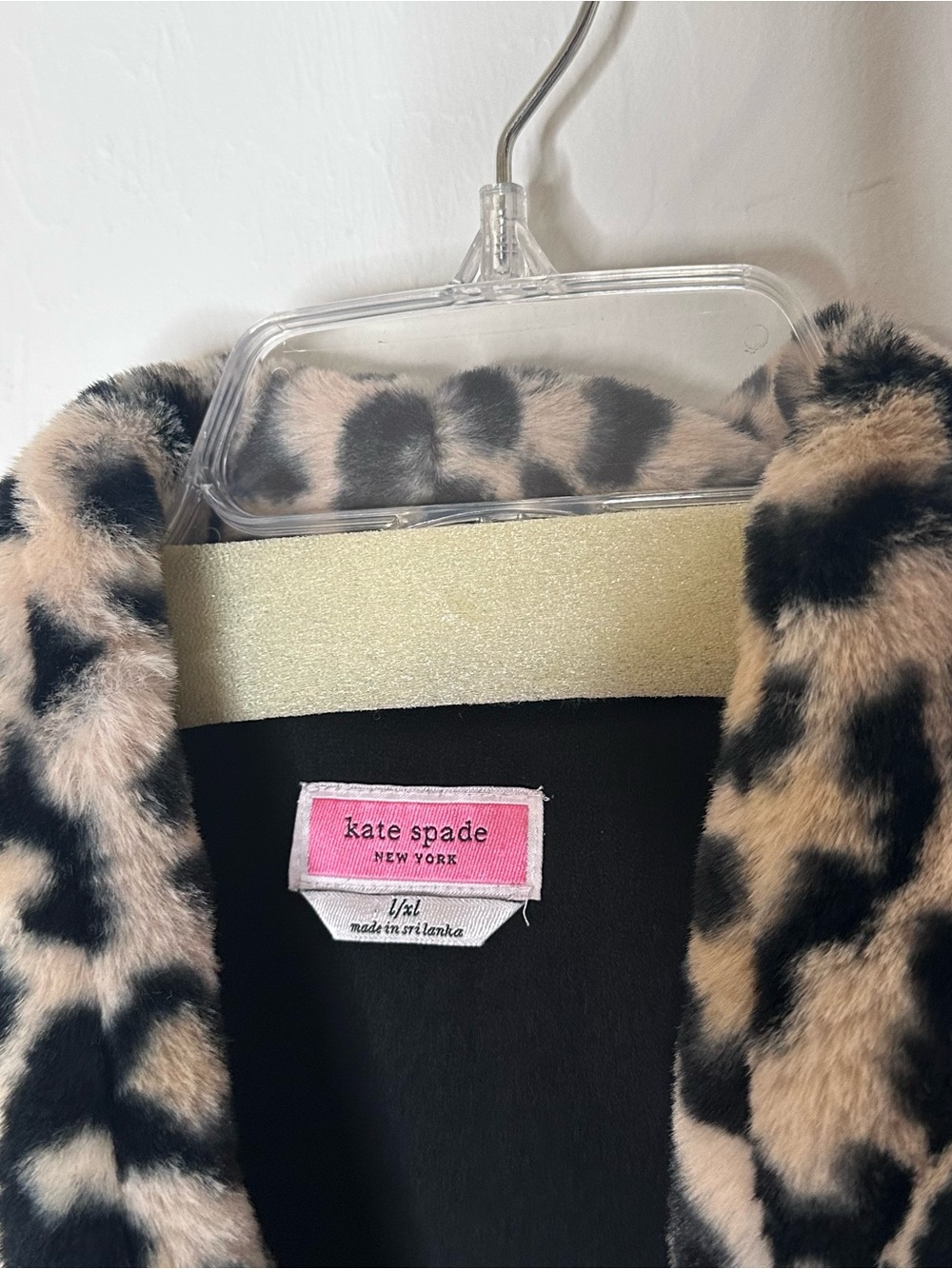 Kate Spade Chenille Ultra Plush Soft Belted Robe Leopard Print L/XL - Picture 4 of 5
